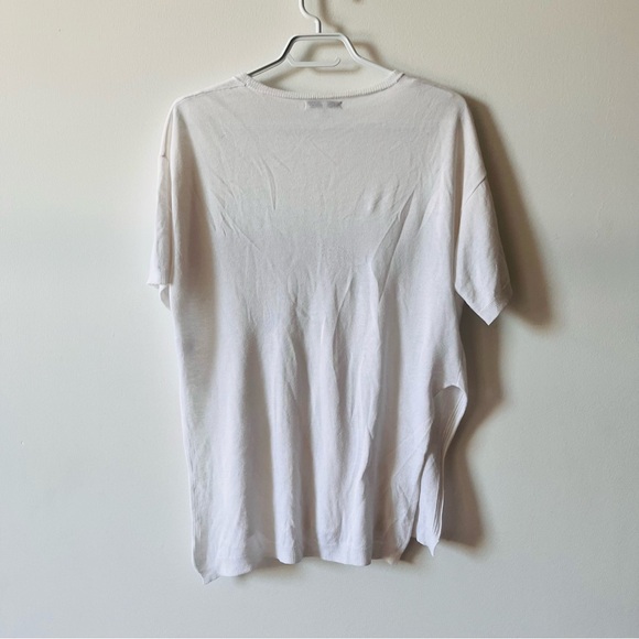 Oak + Fort Semi-sheer white oversized top super soft Sz small - Picture 2 of 5